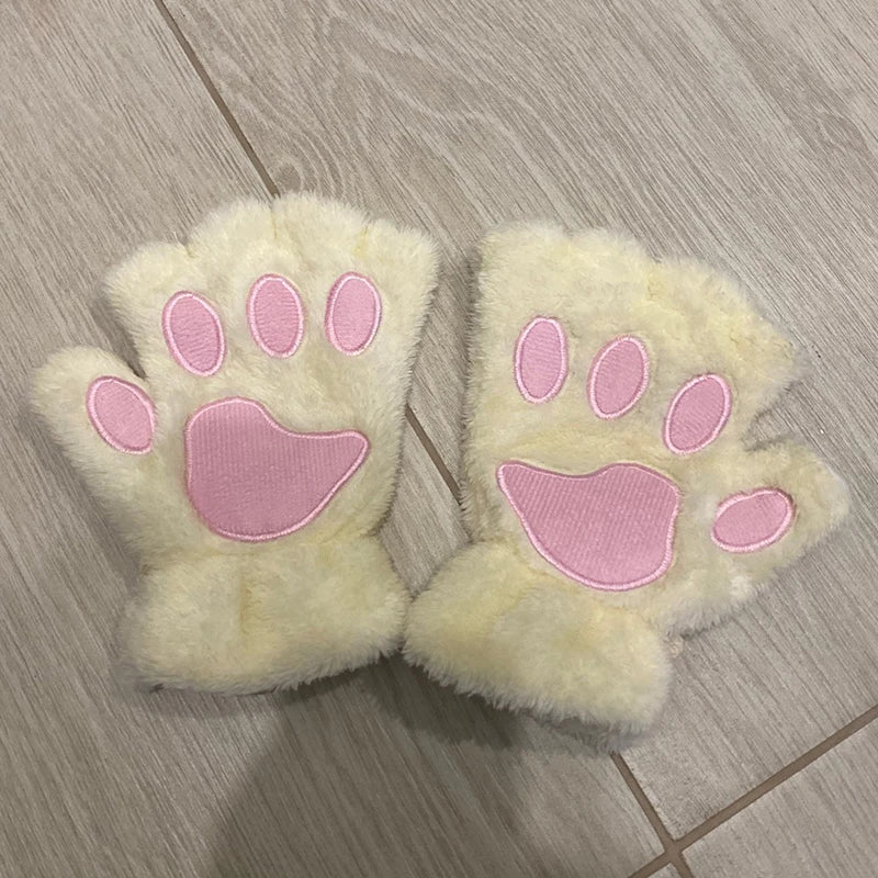 Plush Cat Paw Mittens for Girls' Gift