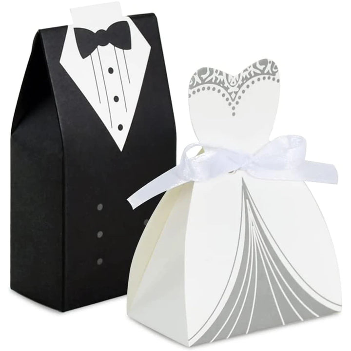50Pcs Bride And Groom Candy Boxes Wedding Favor
