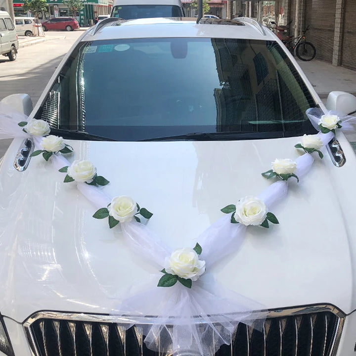 Wedding car decoration, front flower, wedding scene