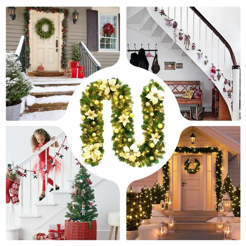 Artificial Christmas Garland with LED Lights