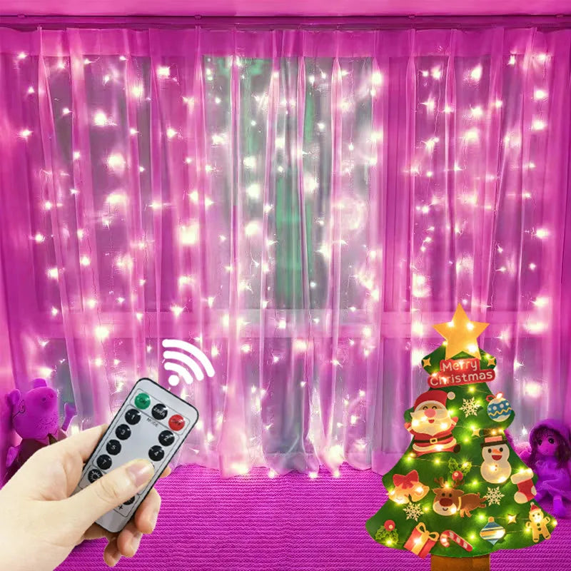 USB Curtain Garland with 8 Modes for New Year Gift