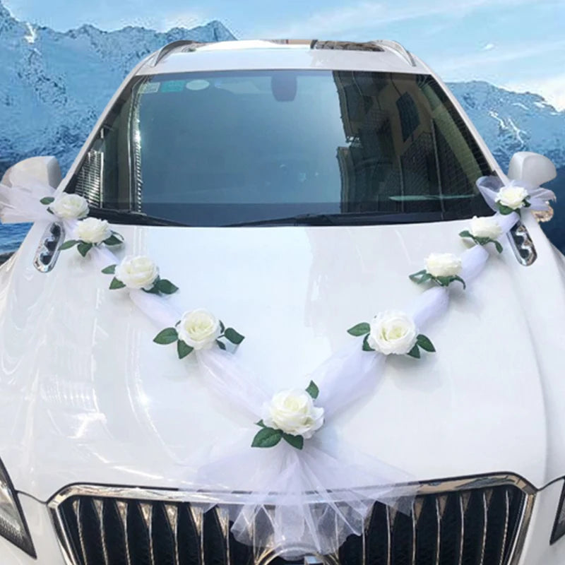 Wedding car decoration, front flower, wedding scene