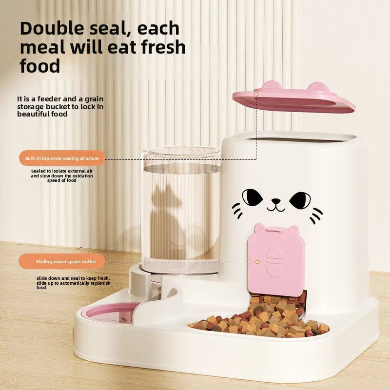 Cat feeder, water and food integrated feeder, feeding