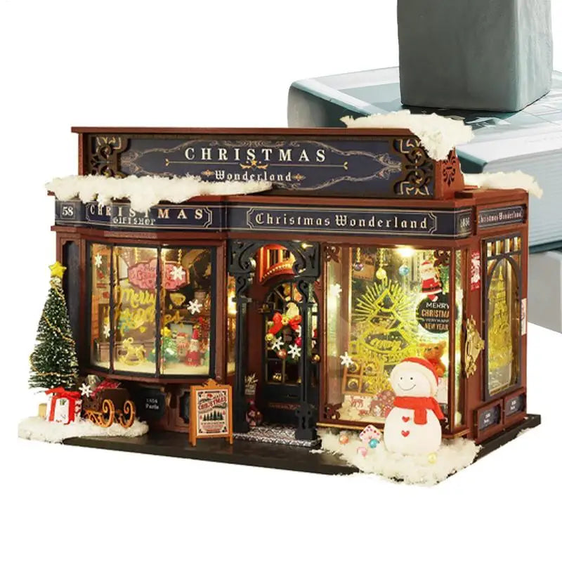 Christmas Dollhouse Kit with Furniture & Tree