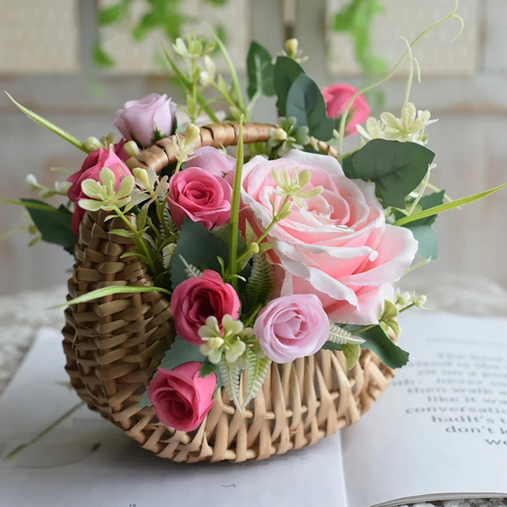 Wicker Rattan Basket Woven Flower Basket For Wedding