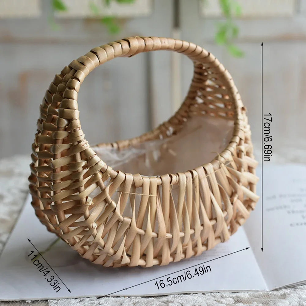 Wicker Rattan Basket Woven Flower Basket For Wedding