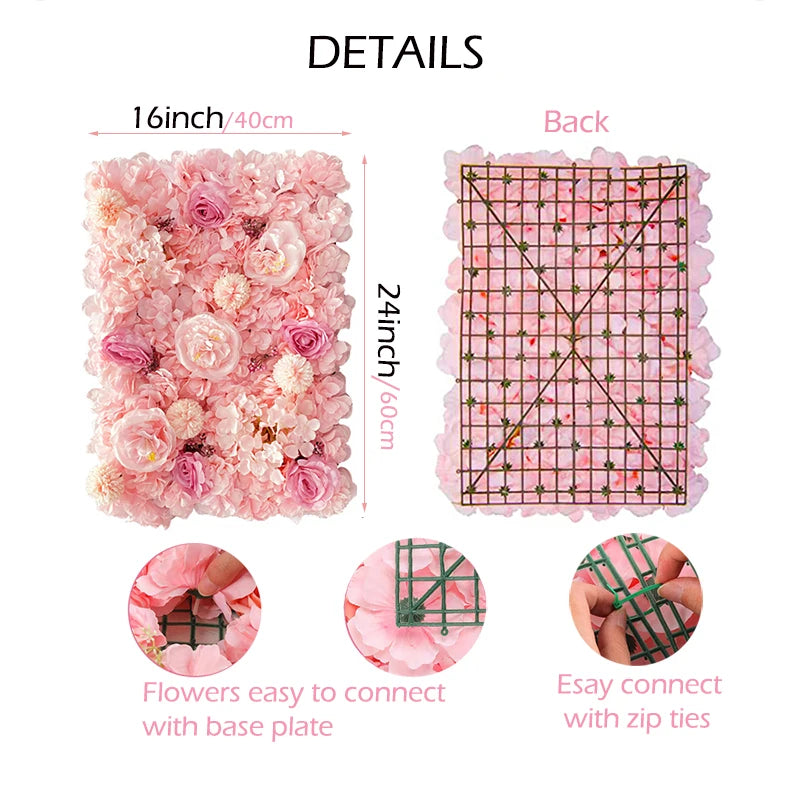 Aritificial Silk Rose Flower Wall Panels Wall Decoration Flowers