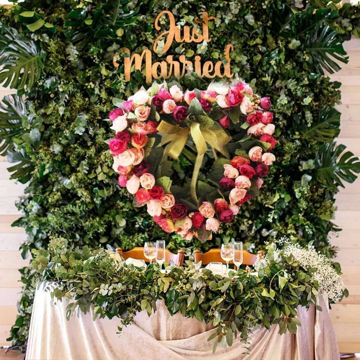 Valentines Wreath For Front Door Heart Shape Artificial Rose