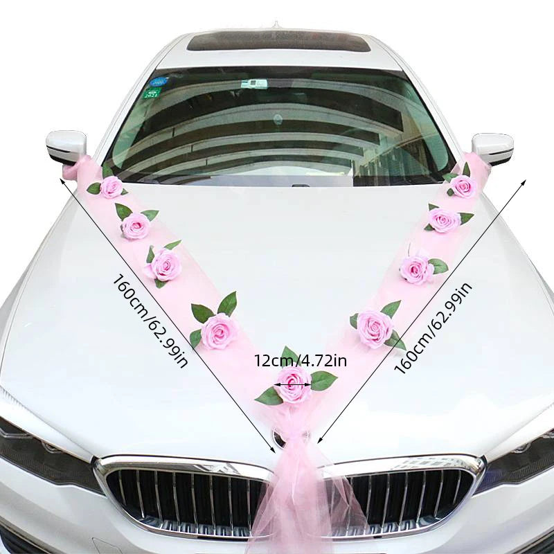 Wedding car decoration, front flower, wedding scene