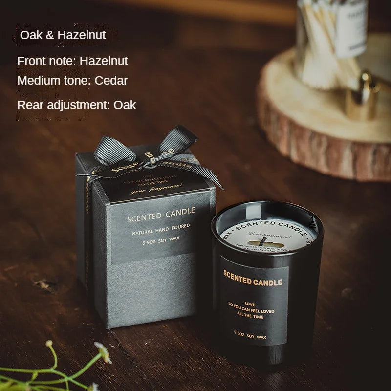 100% Natural Soy Wax Candles Jar Sandalwood Scented Black Candles