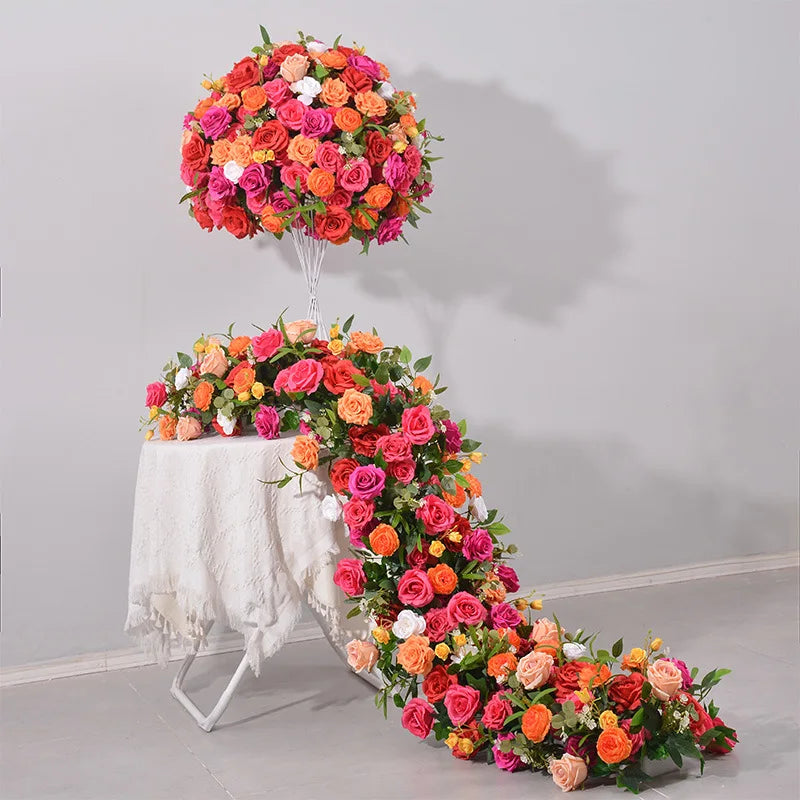 Wedding Decoration Essential 200x40CM Rose Red Orange Flower