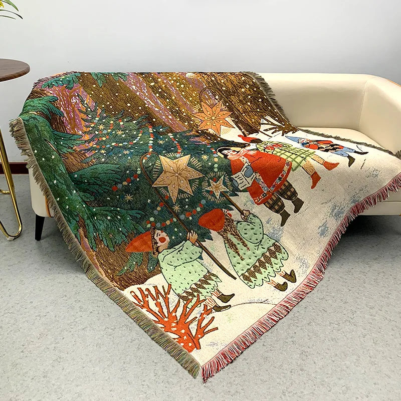 New Years Gifts Blanket Nutcracker Christmas Tree