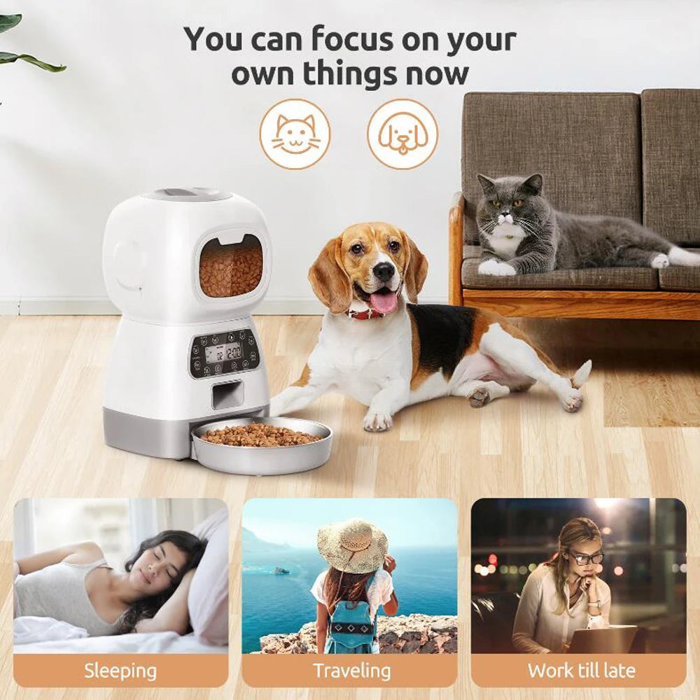 3.5L Automatic Pet Feeder Smart Food Dispenser For Cats Dogs