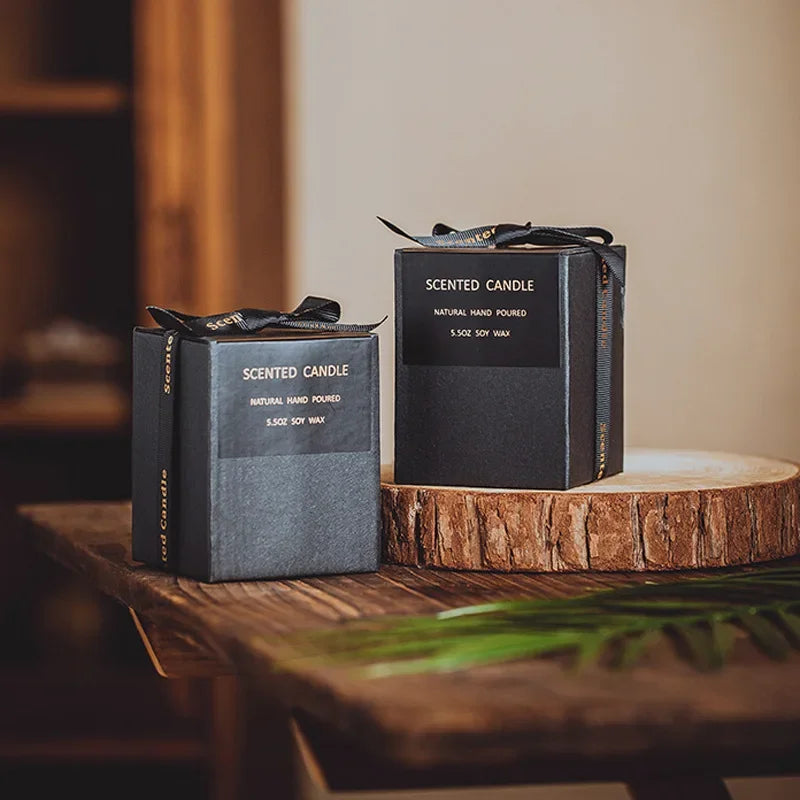 100% Natural Soy Wax Candles Jar Sandalwood Scented Black Candles