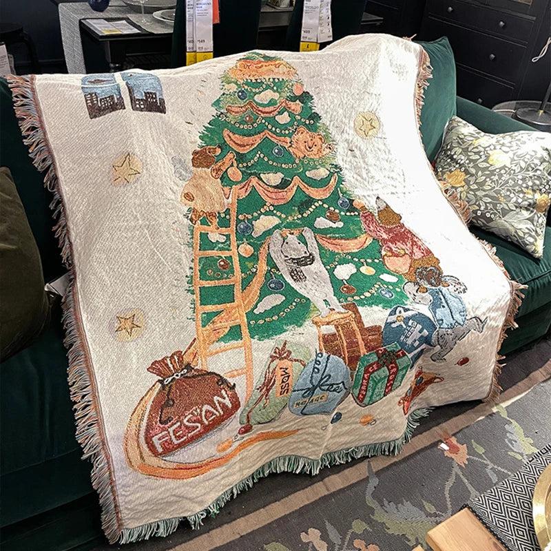 New Years Gifts Blanket Nutcracker Christmas Tree