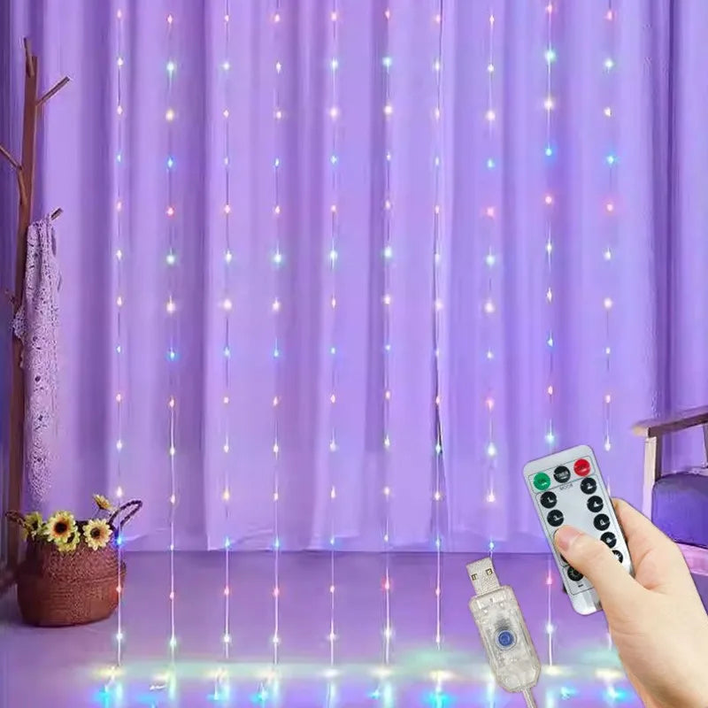 USB Curtain Garland with 8 Modes for New Year Gift