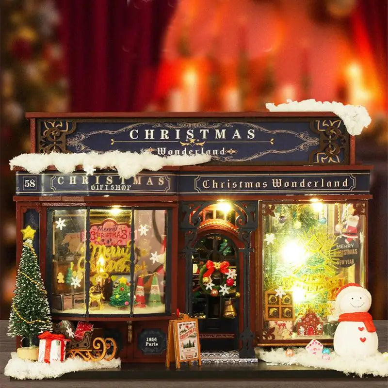 Christmas Dollhouse Kit with Furniture & Tree