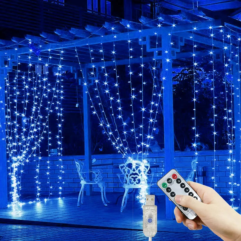 USB Curtain Garland with 8 Modes for New Year Gift