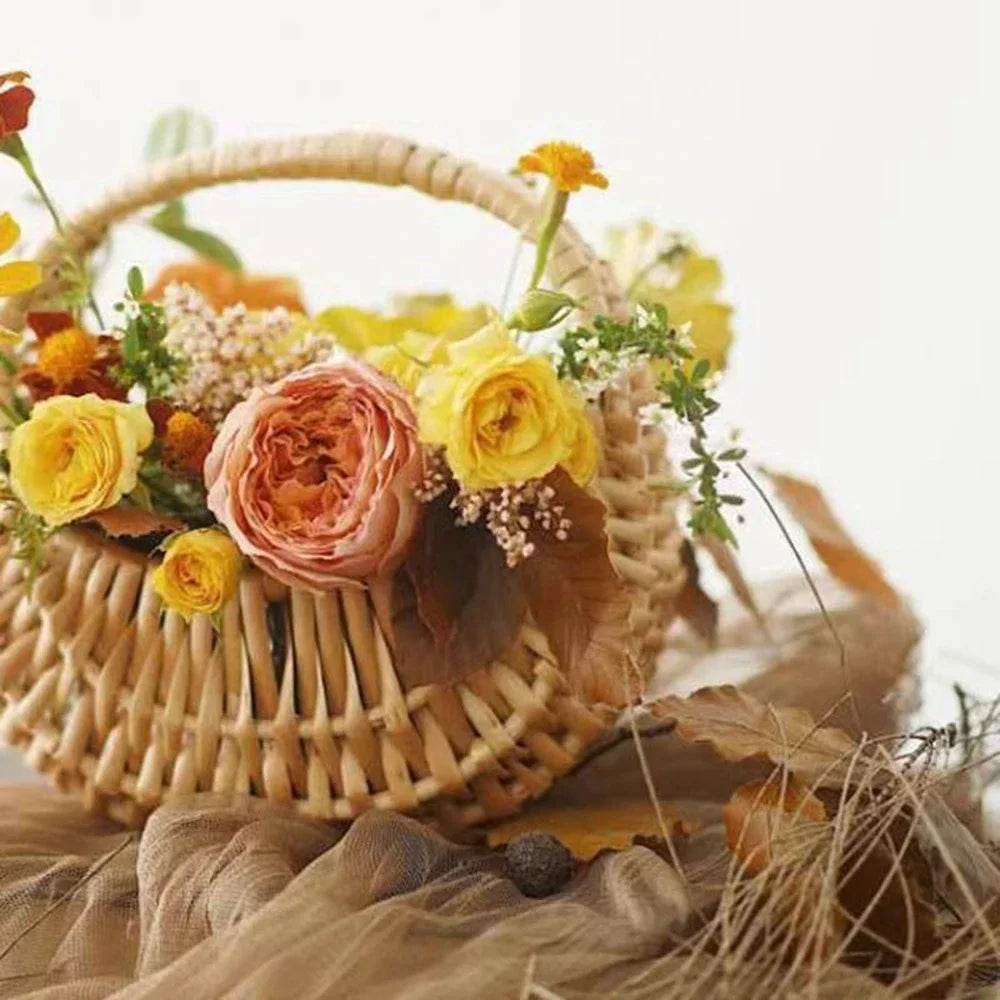 Wicker Rattan Basket Woven Flower Basket For Wedding