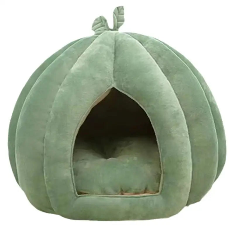 Enclosed Pumpkin Cat Bed for Winter