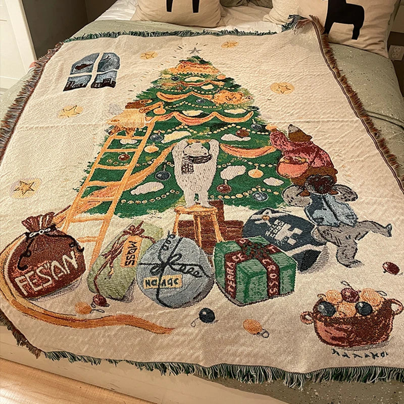 New Years Gifts Blanket Nutcracker Christmas Tree