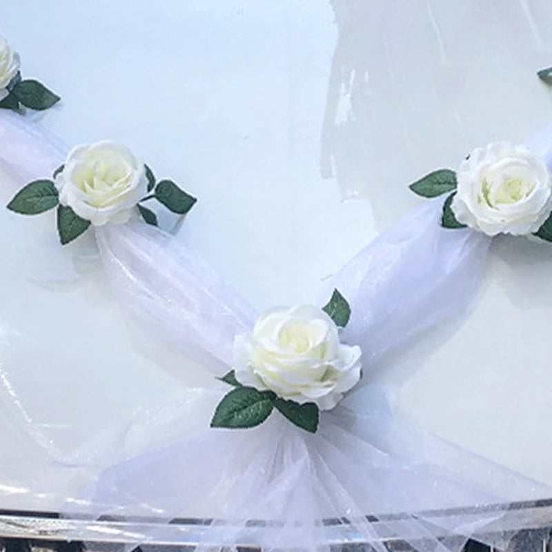 Wedding car decoration, front flower, wedding scene
