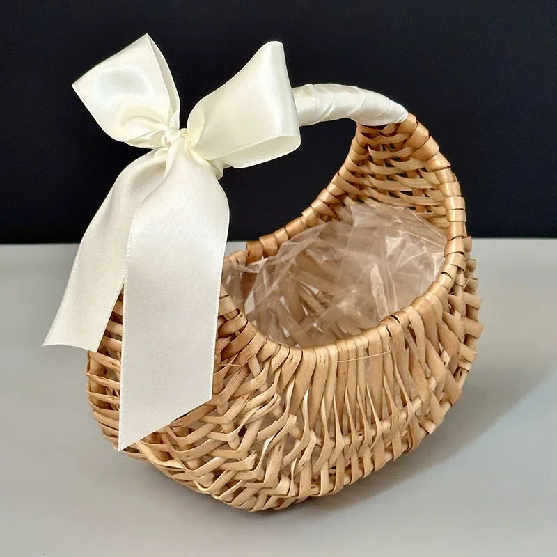 Wicker Rattan Basket Woven Flower Basket For Wedding