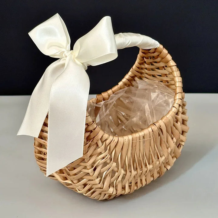 Wicker Rattan Basket Woven Flower Basket For Wedding