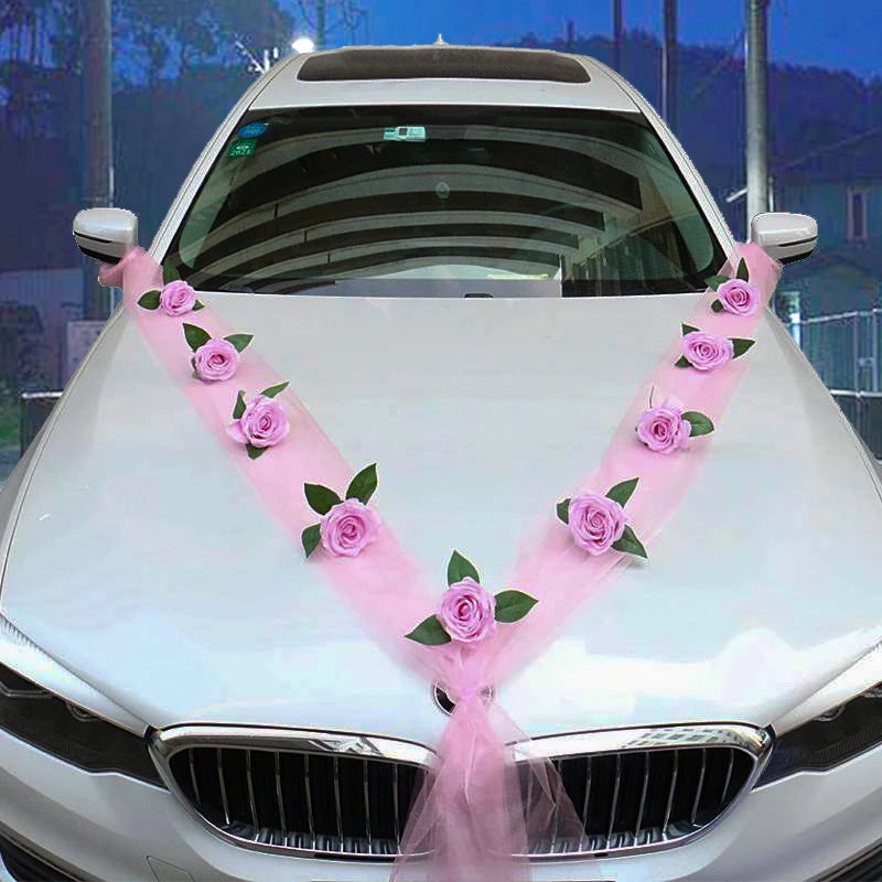 Wedding car decoration, front flower, wedding scene