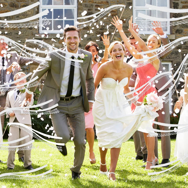 20/50Pcs White Ribbon Wands with Bells Wedding Favors