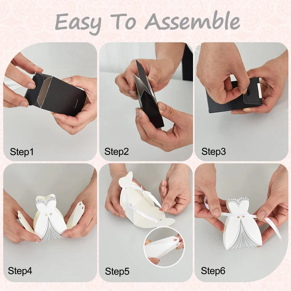 50Pcs Bride And Groom Candy Boxes Wedding Favor