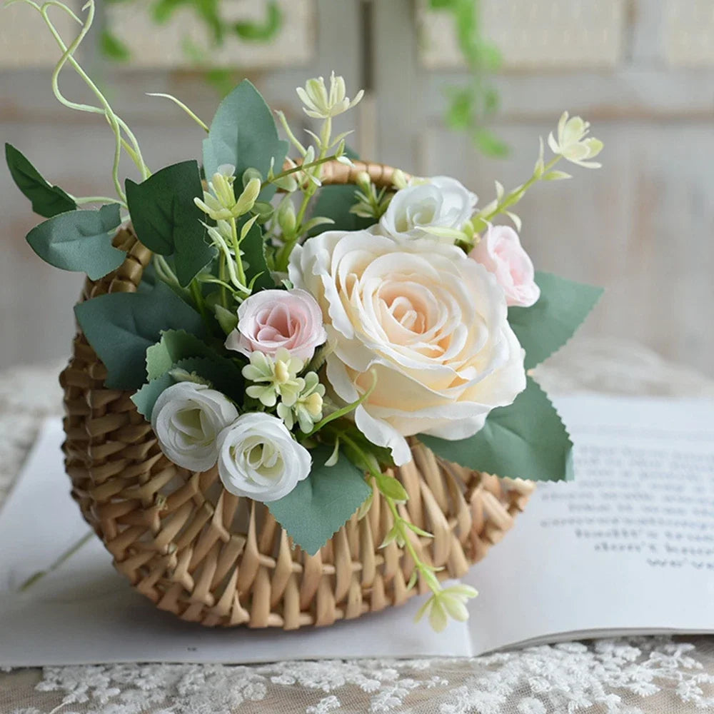 Wicker Rattan Basket Woven Flower Basket For Wedding
