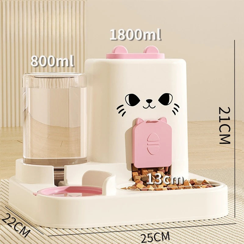 Cat feeder, water and food integrated feeder, feeding