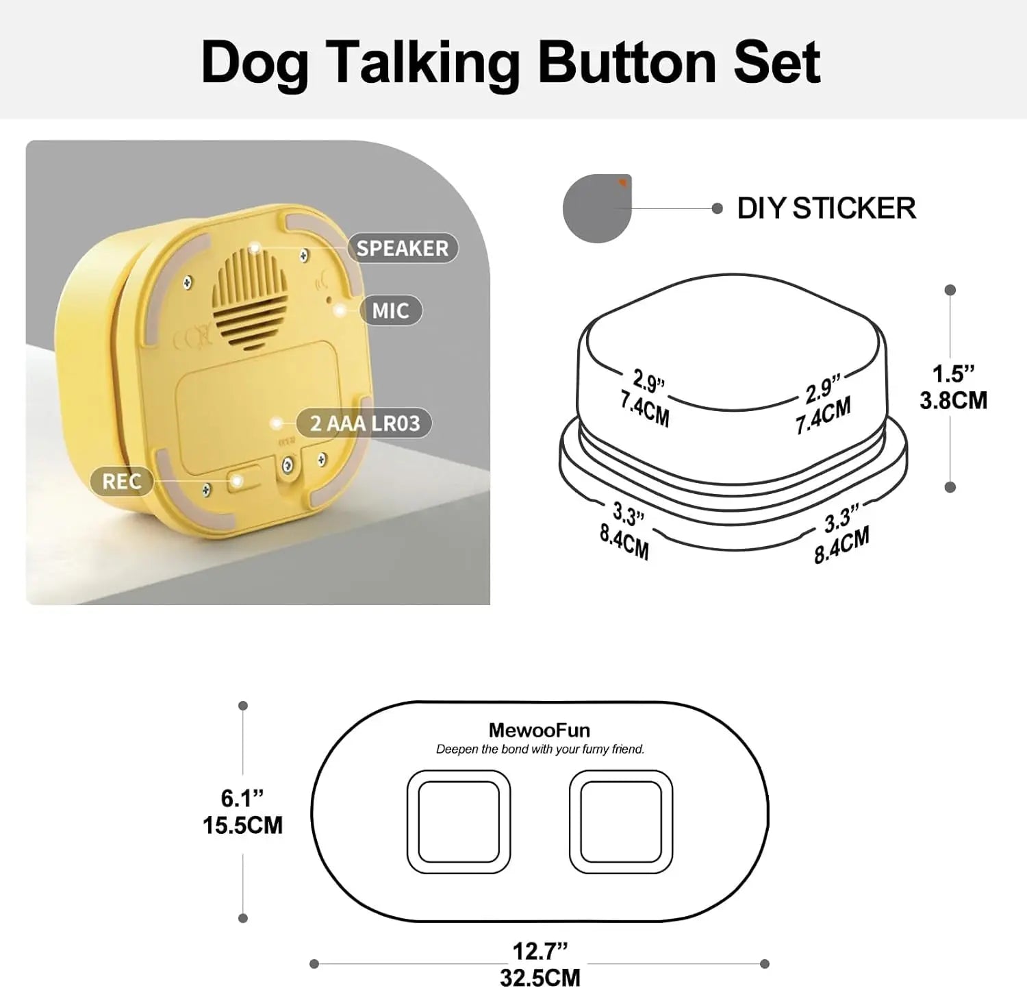Mewoofun Voice Recording Button Pet Toys