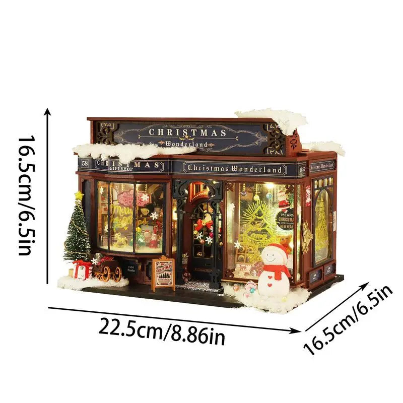 Christmas Dollhouse Kit with Furniture & Tree